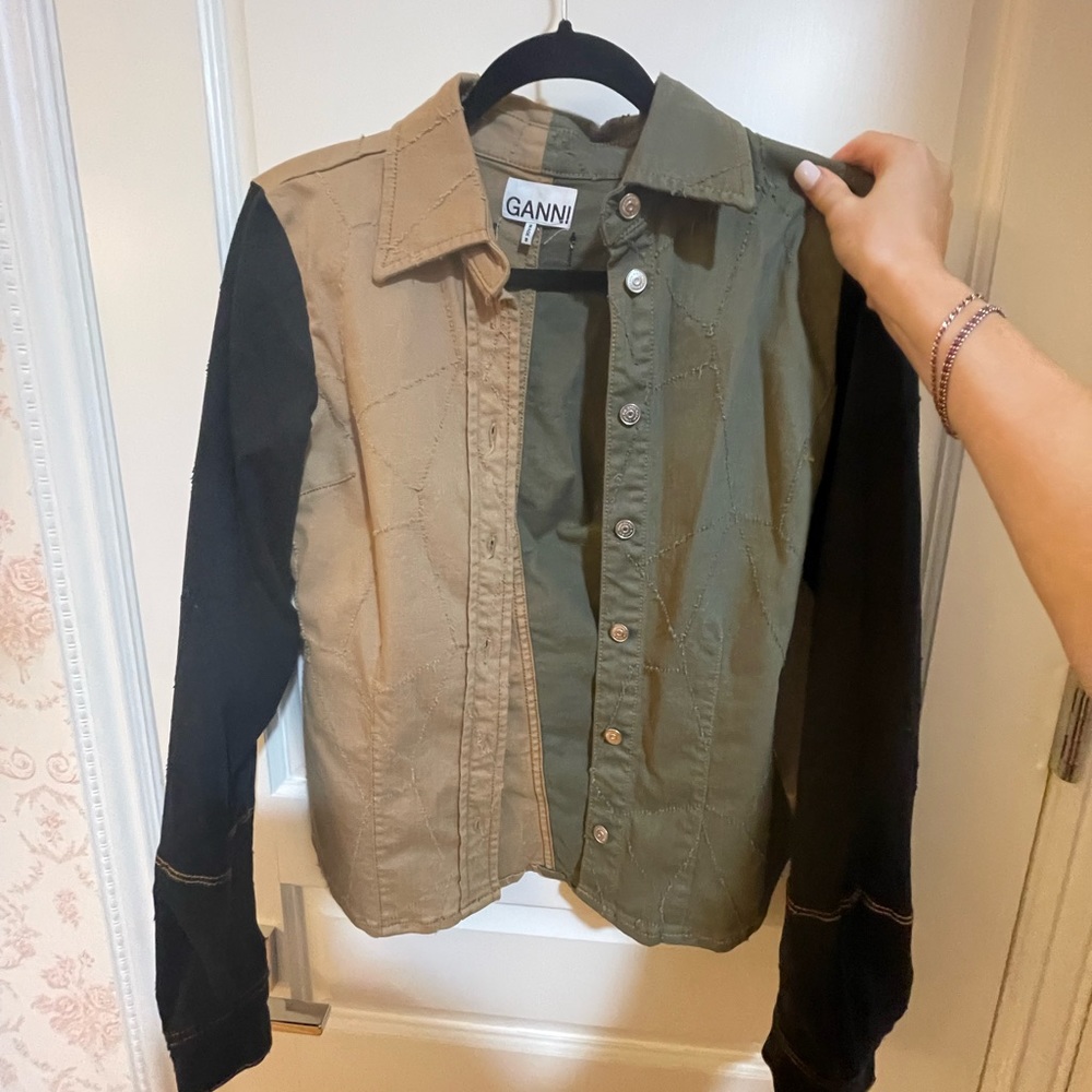 GANNI TWO TONE BLOUSE TOP